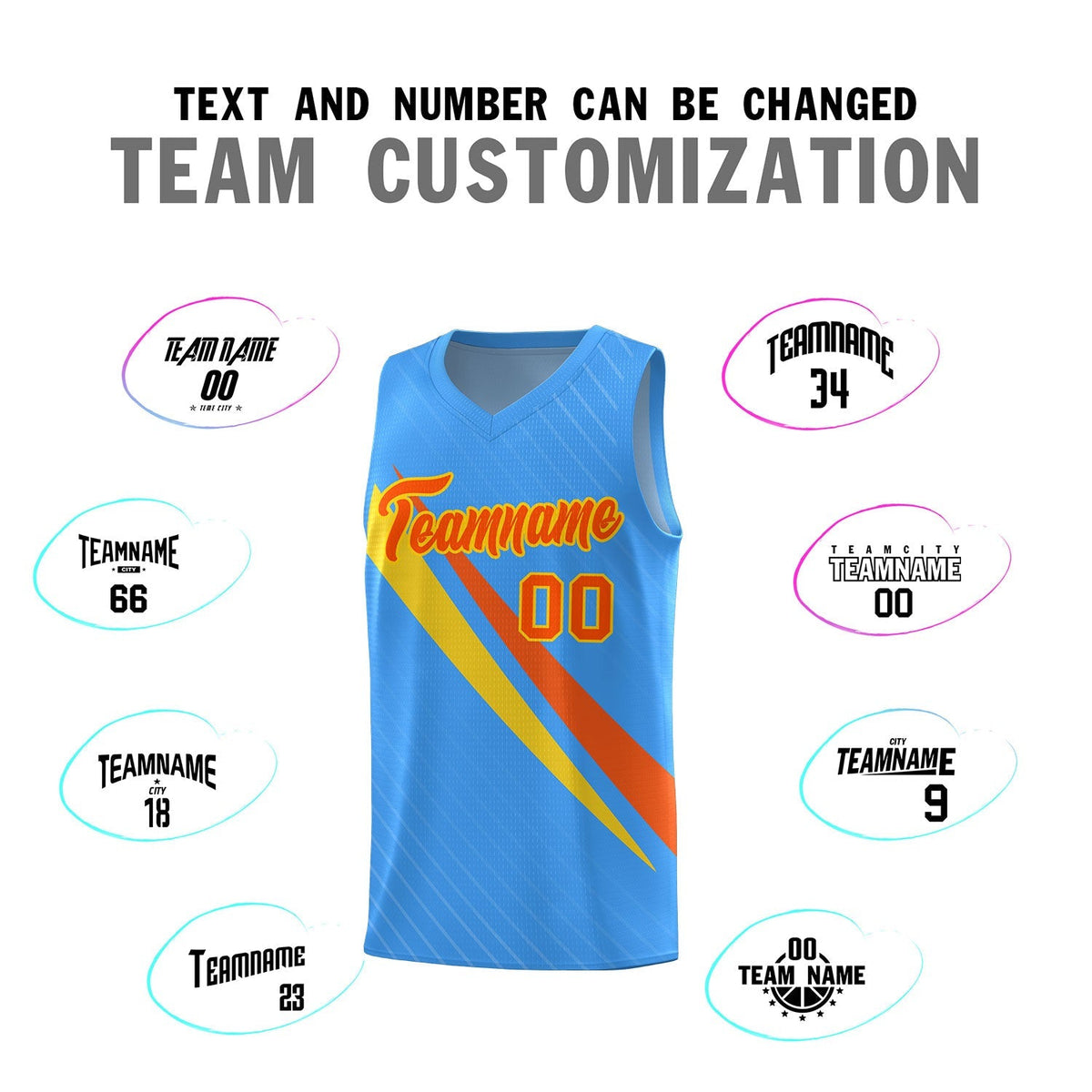 Custom Light Blue Diagonal Pinstripe Pattern Color Block Sports Uniform Basketball Jersey