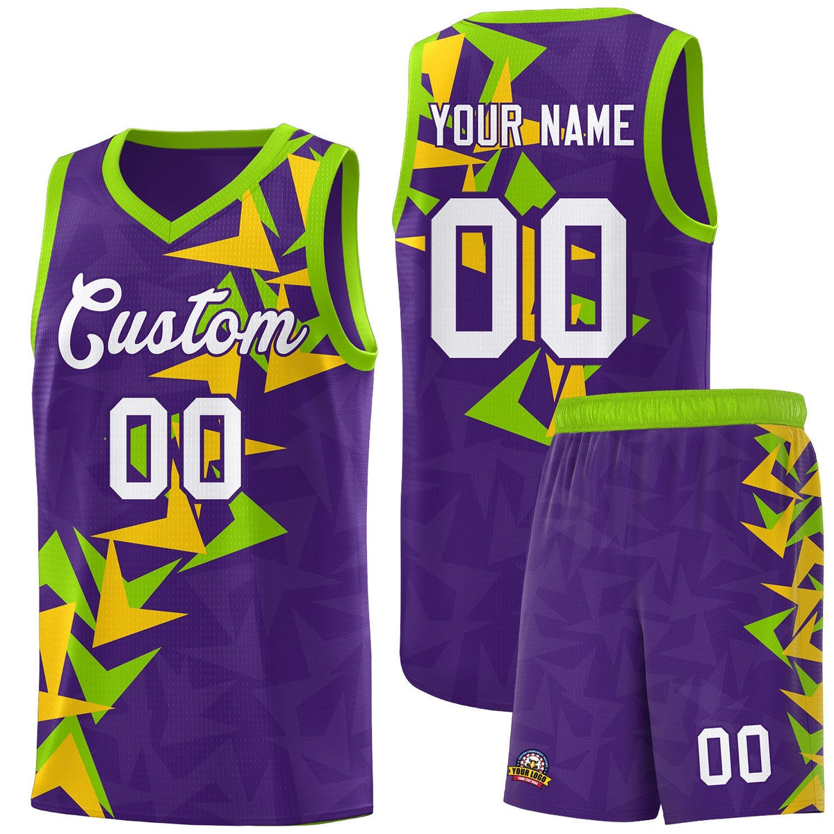 Custom Purple Boomerang Pattern Sets Basketball Jersey