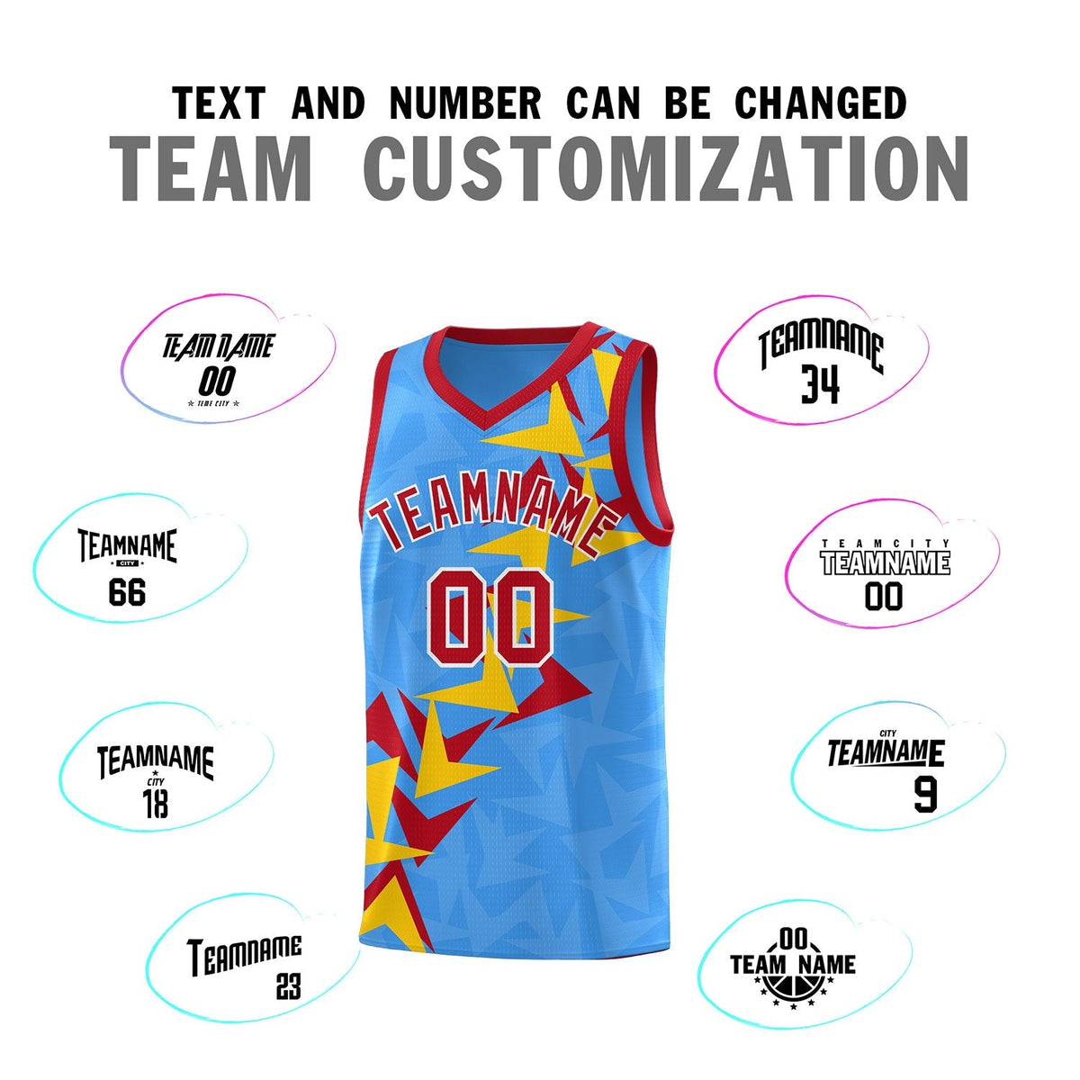 Custom Light Blue Boomerang Pattern Sets Basketball Jersey