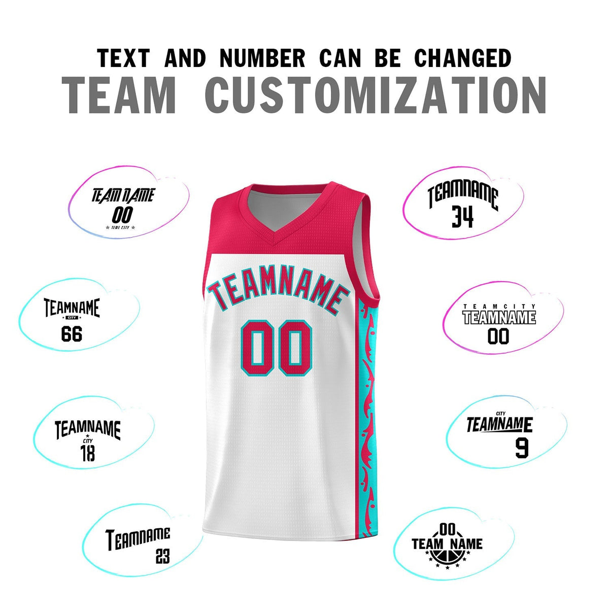 Custom White Side Pattern Sports Uniform Basketball Jersey