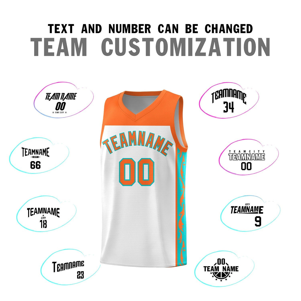 Custom White Side Pattern Sports Uniform Basketball Jersey