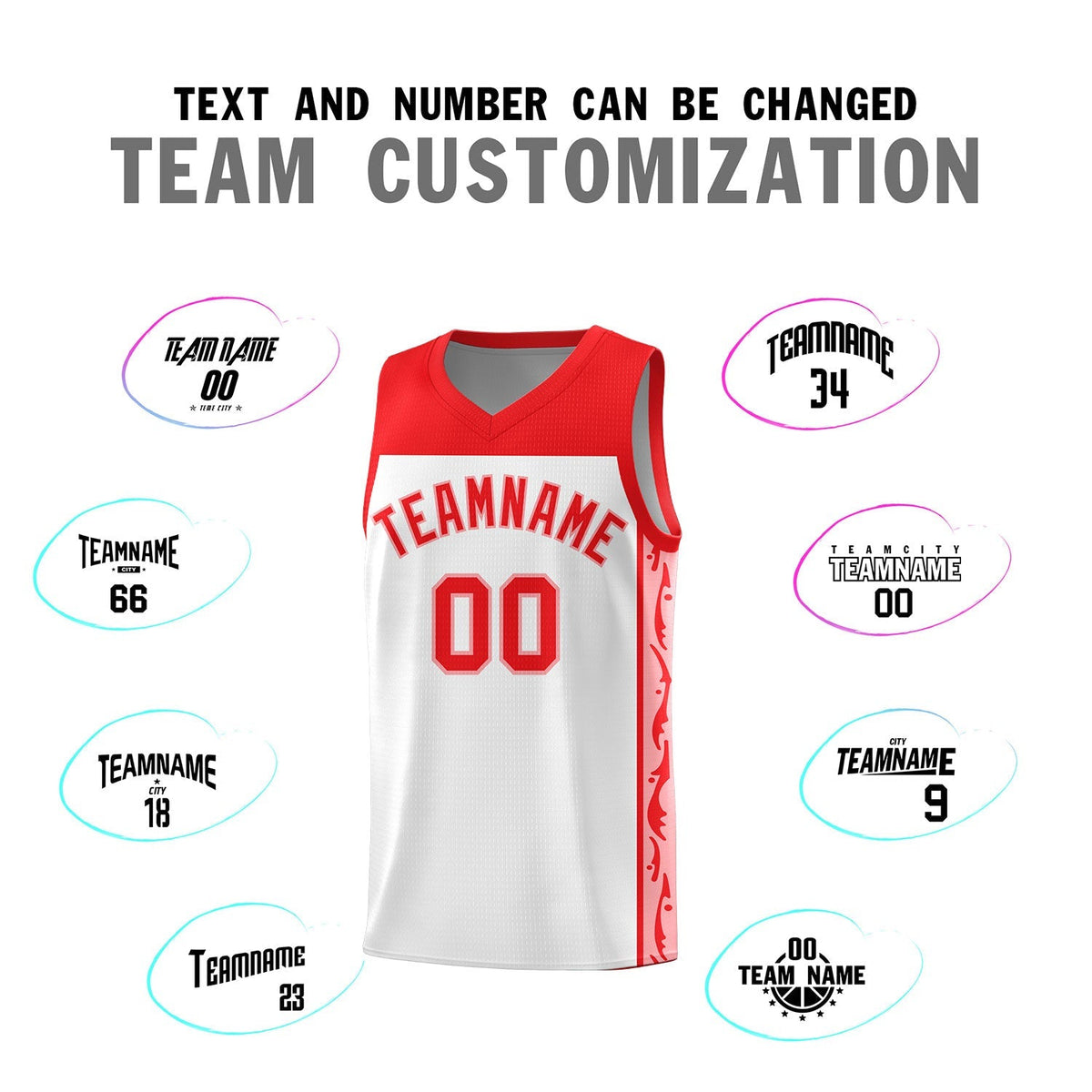 Custom White Side Pattern Sports Uniform Basketball Jersey