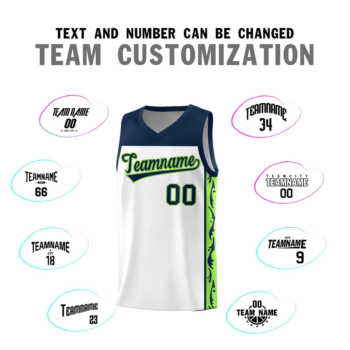 Custom White Side Pattern Sports Uniform Basketball Jersey