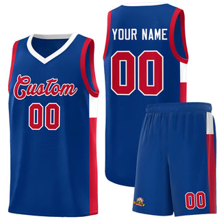 Custom Royal Red-White Side Two-Tone Classic Sports Uniform Basketball Jersey - Style 1