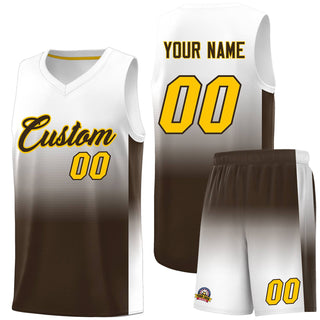 Custom White Brown Gradient Fashion Sets Sports Uniform Basketball Jersey - Style 1