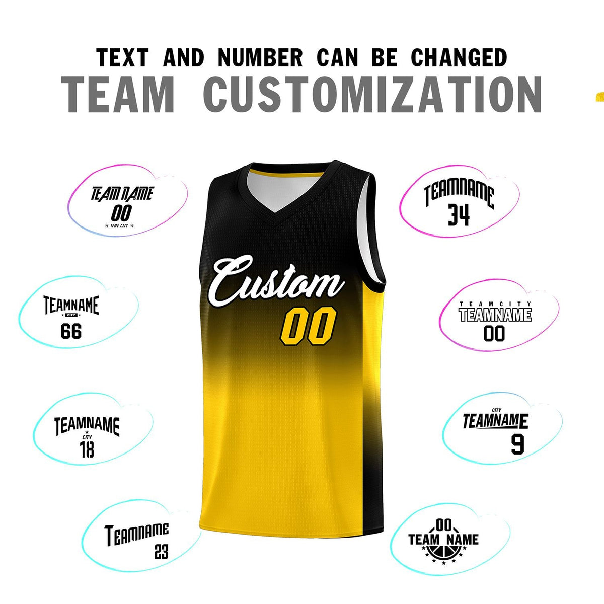 Custom Black Gold Gradient Fashion Sets Sports Uniform Basketball Jersey