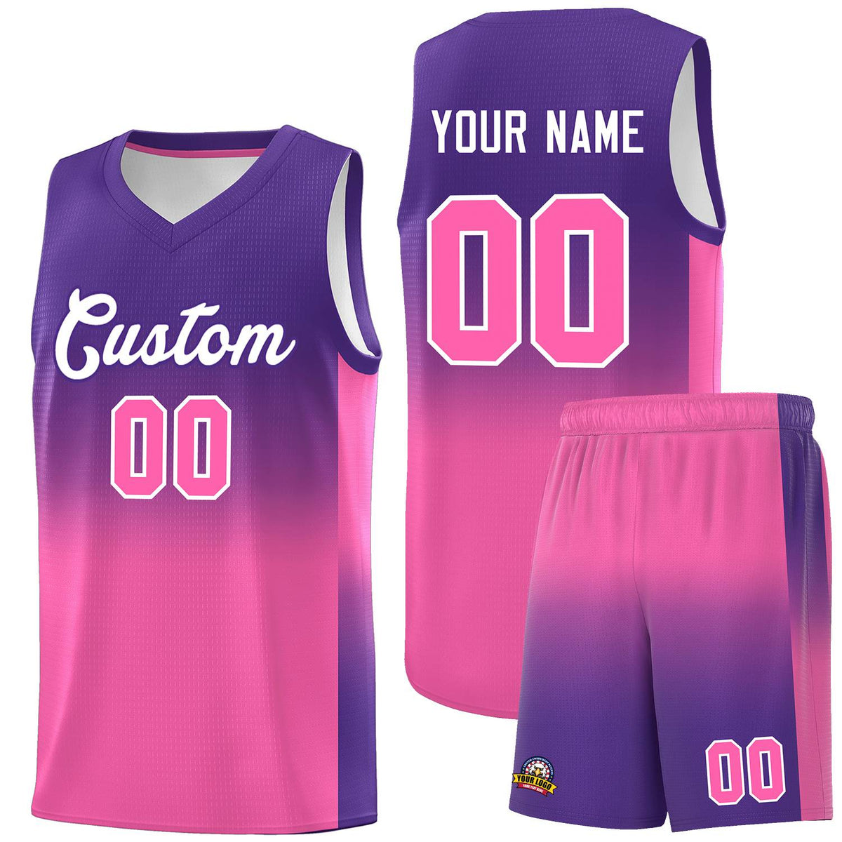 Custom Purple Pink Gradient Fashion Sets Sports Uniform Basketball Jersey