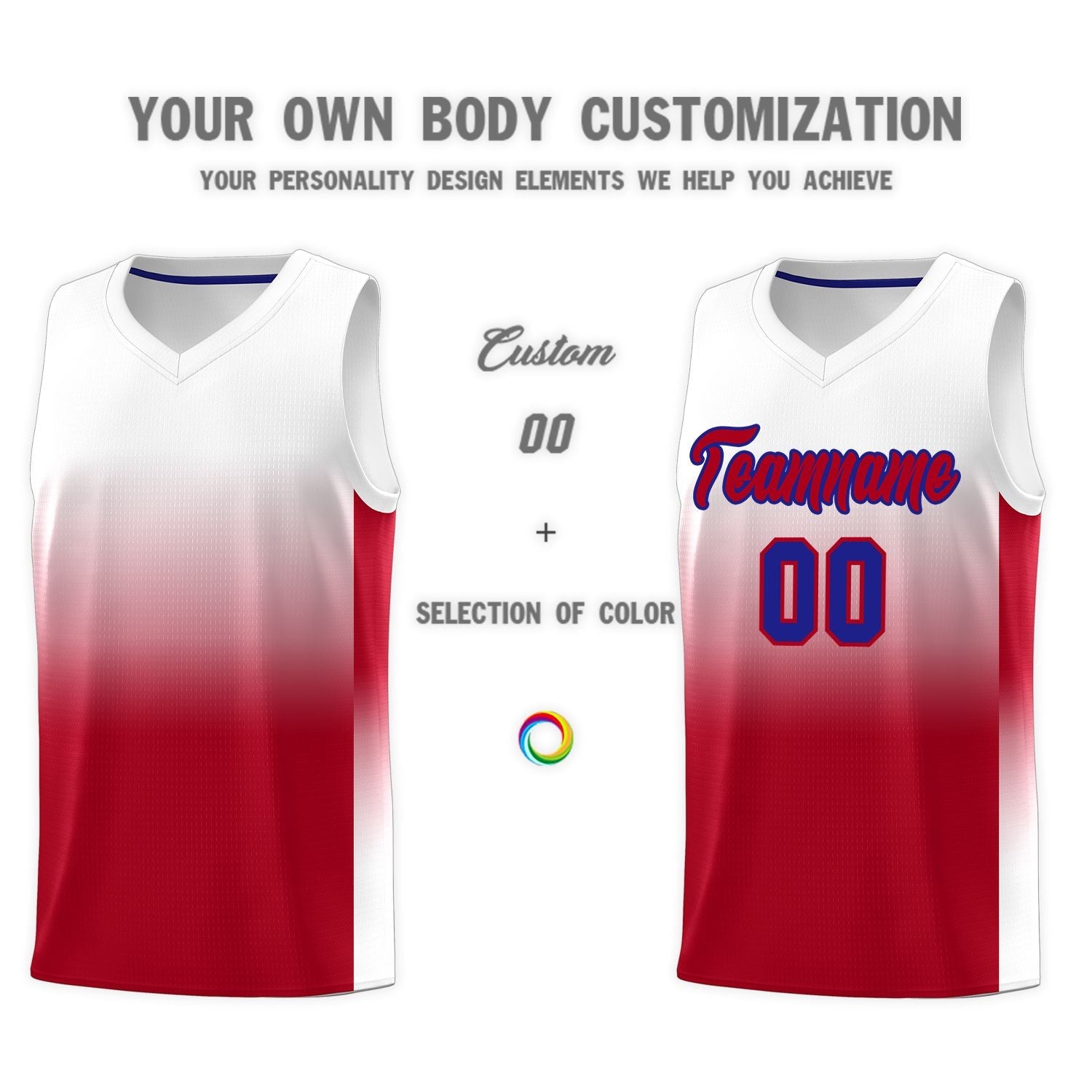 Custom White Red Gradient Fashion Sets Sports Uniform Basketball Jersey