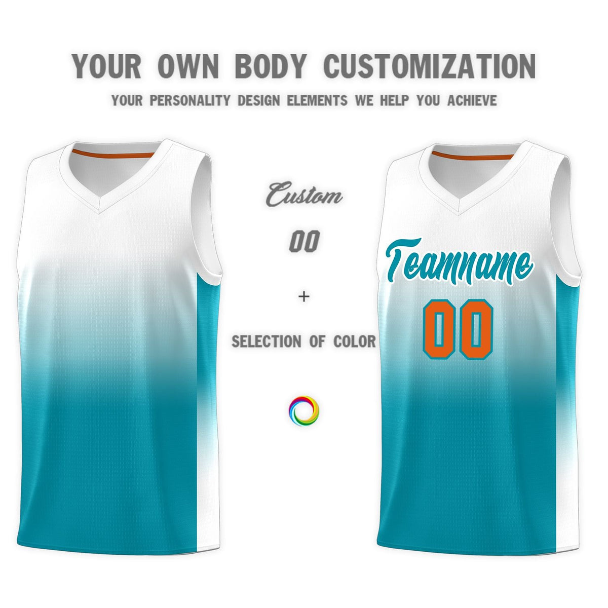 Custom White Aqua Gradient Fashion Sets Sports Uniform Basketball Jersey