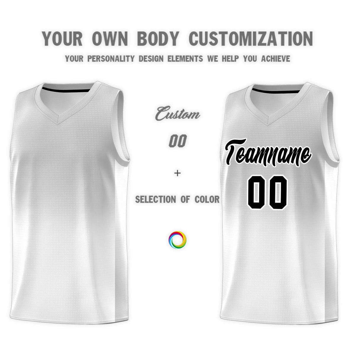 Custom Gray White Gradient Fashion Sets Sports Uniform Basketball Jersey
