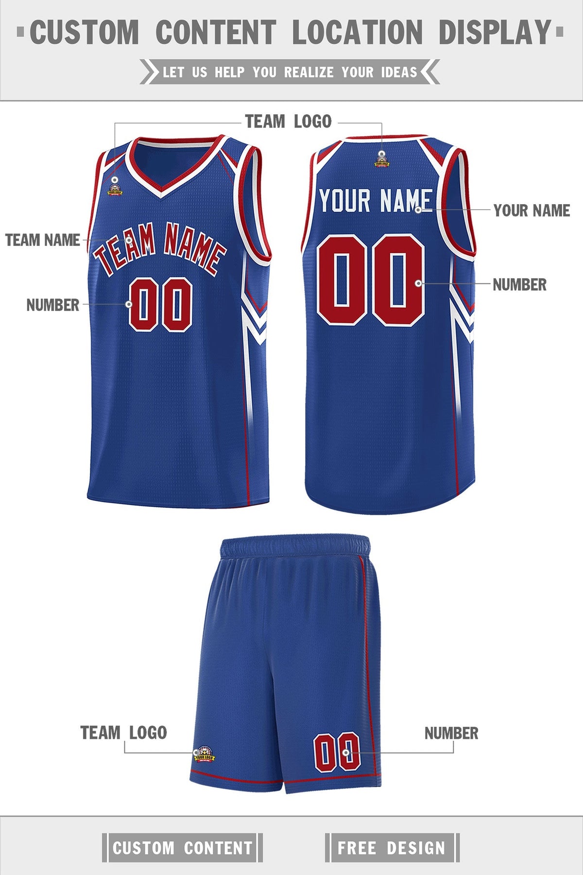 Custom Royal Arrow Graffiti Pattern Sports Uniform Basketball Jersey