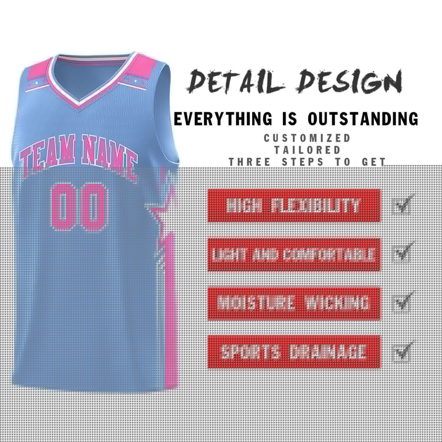 Custom Light Blue Pink Star Graffiti Pattern Sports Uniform Basketball Jersey