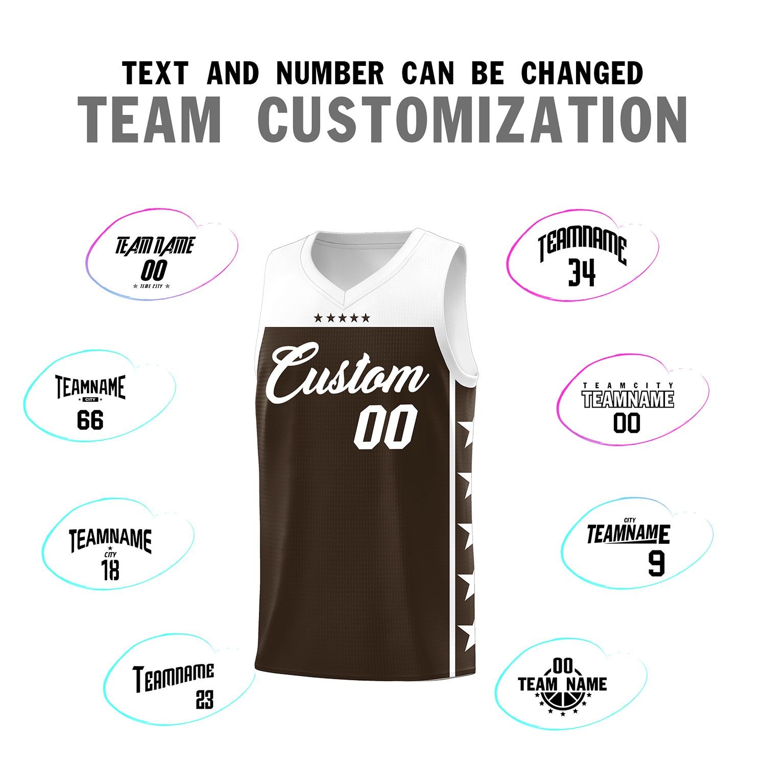 Custom Brown White Personalized Star Pattern Sports Uniform Basketball Jersey