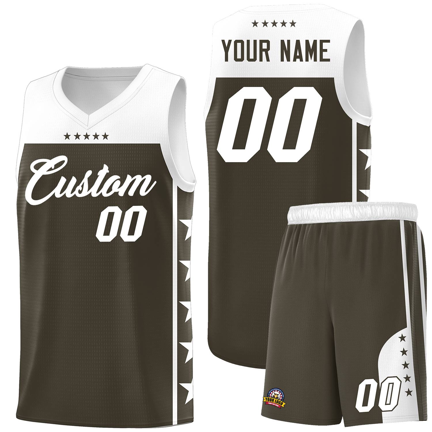 Custom Olive White Personalized Star Pattern Sports Uniform Basketball Jersey
