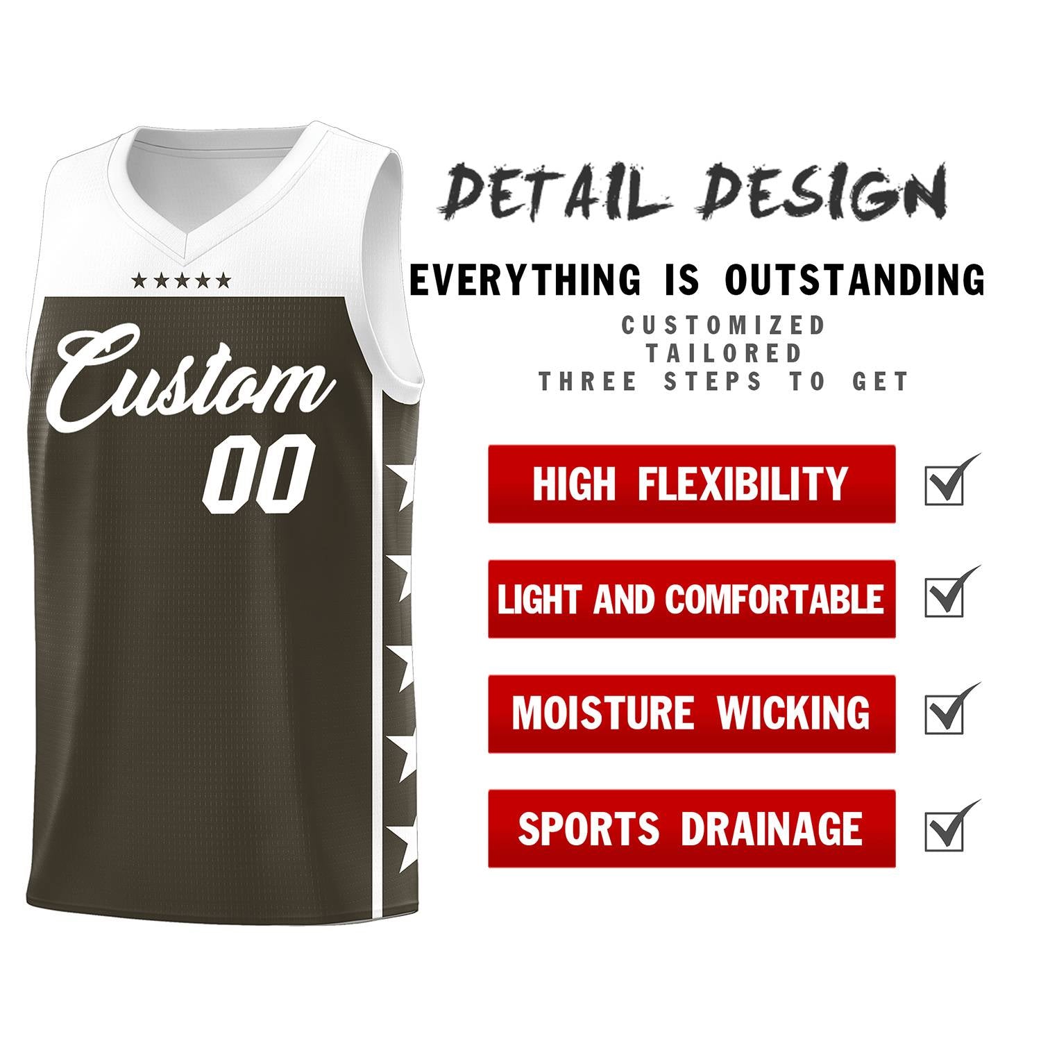 Custom Olive White Personalized Star Pattern Sports Uniform Basketball Jersey