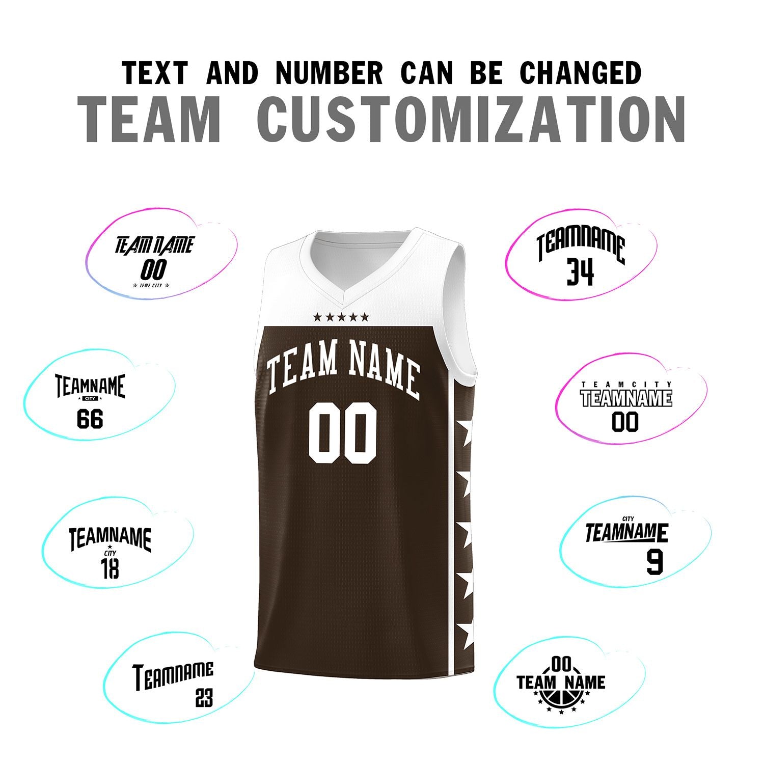 Custom Brown White Personalized Star Pattern Sports Uniform Basketball Jersey