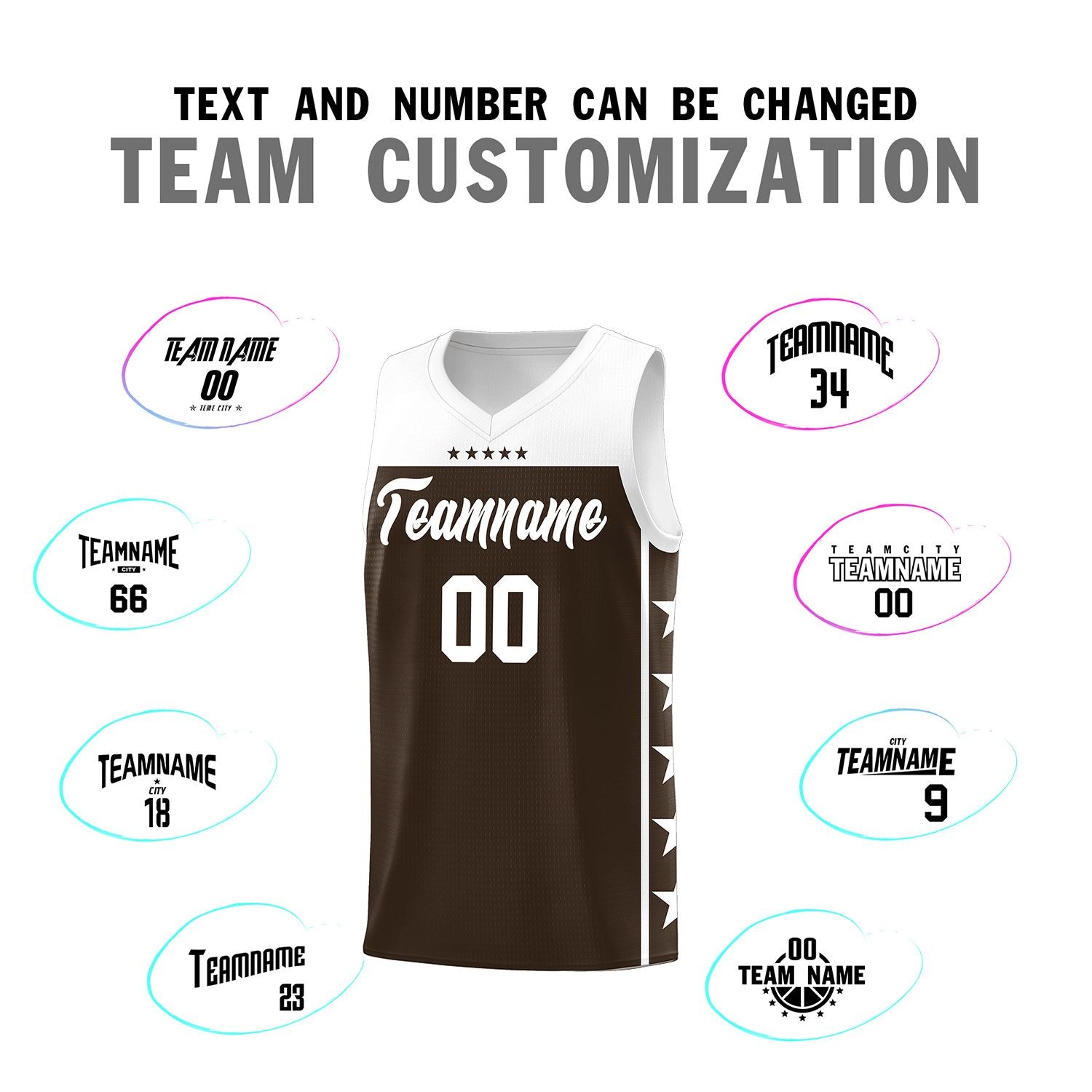 Custom Brown White Personalized Star Pattern Sports Uniform Basketball Jersey