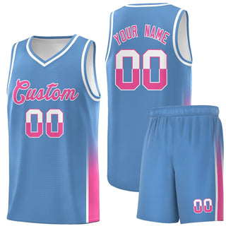 Custom Light Blue White-Pink Personalized Two Tone Font Sports Uniform Basketball Jersey - Style 1