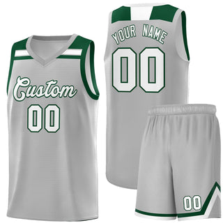 Custom Gray White-Green Classic Sports Uniform Basketball Jersey - Style 1