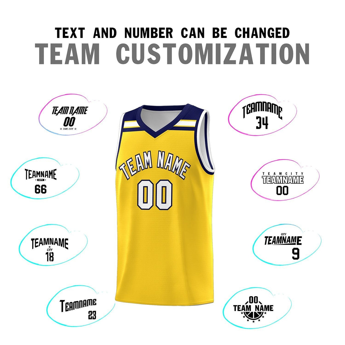 Custom Gold White-Navy Classic Sports Uniform Basketball Jersey