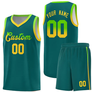 Custom Aqua Personalized Gradient Font Sports Uniform Basketball Jersey - Style 1