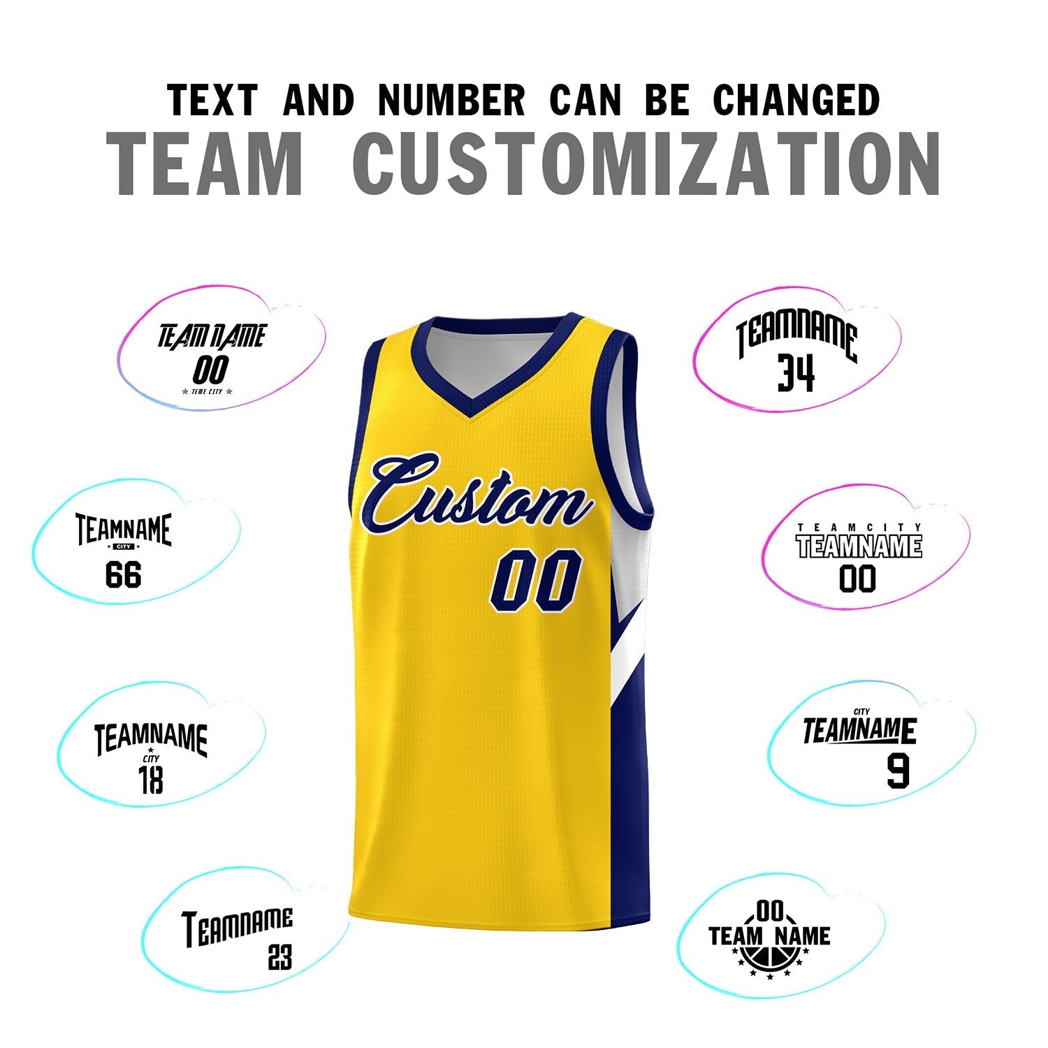 Custom Gold Navy Side Design Sets Sports Uniform Basketball Jersey