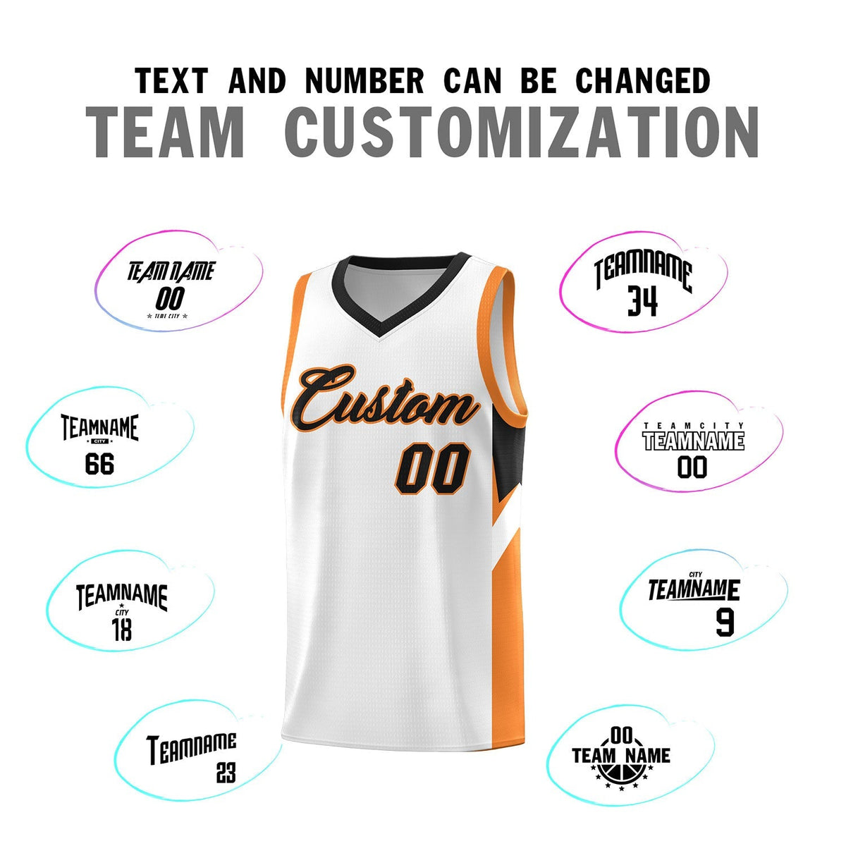 Custom White Black Side Design Sets Sports Uniform Basketball Jersey