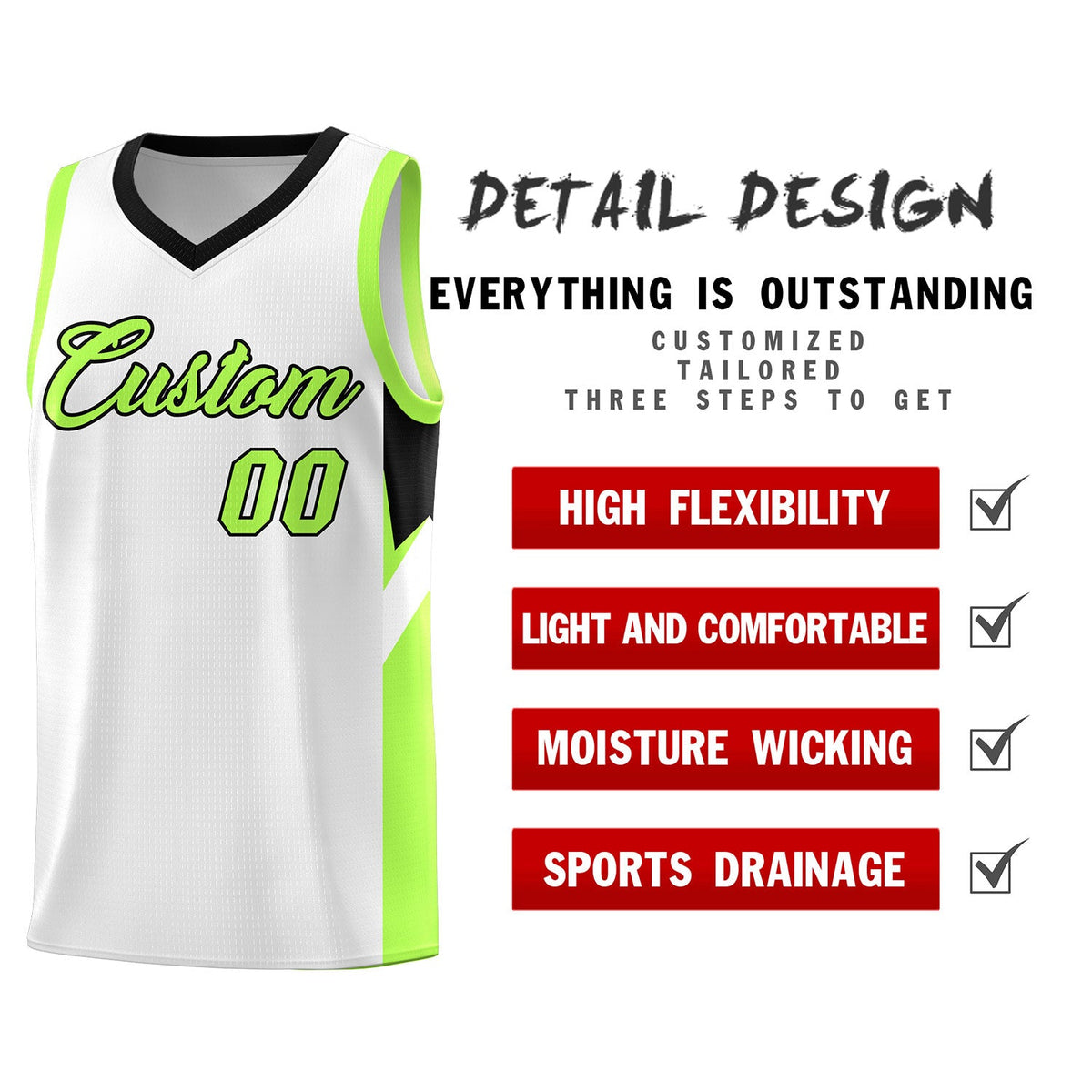 Custom White Black Side Design Sets Sports Uniform Basketball Jersey