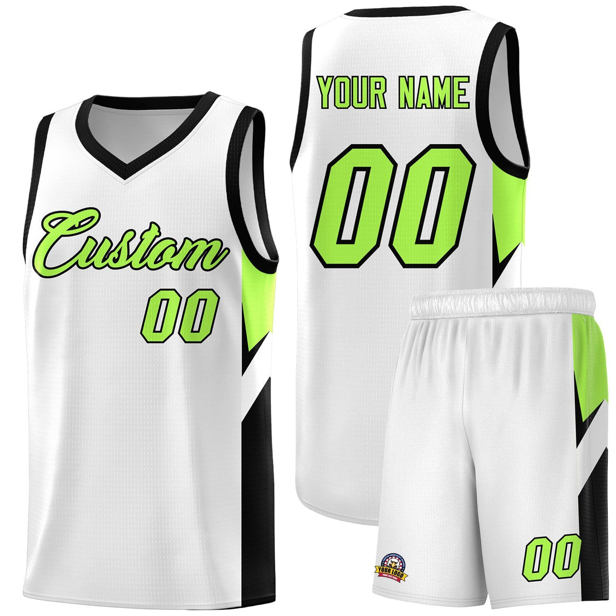 Custom White Black Side Design Sets Sports Uniform Basketball Jersey