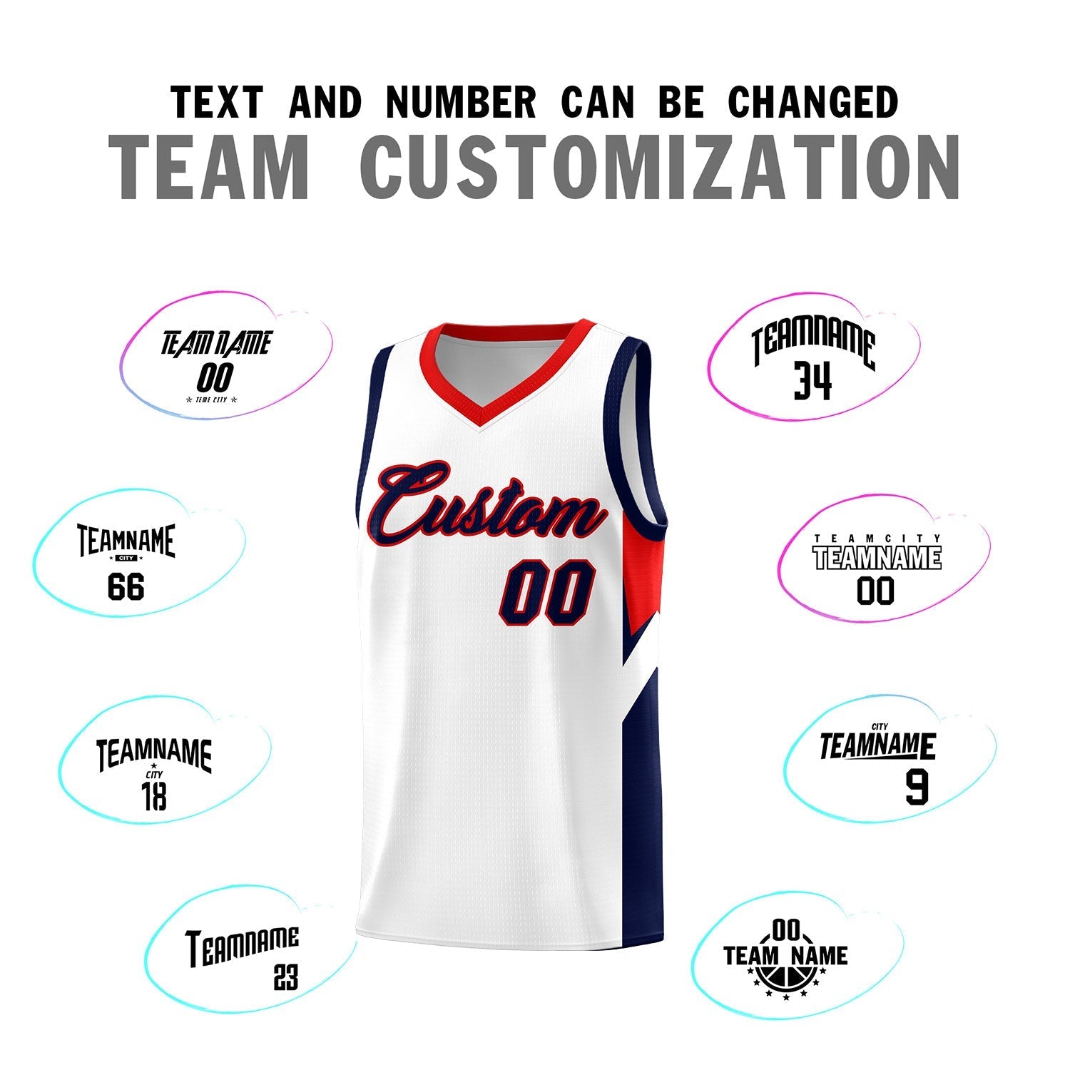 Custom White Red Side Design Sets Sports Uniform Basketball Jersey