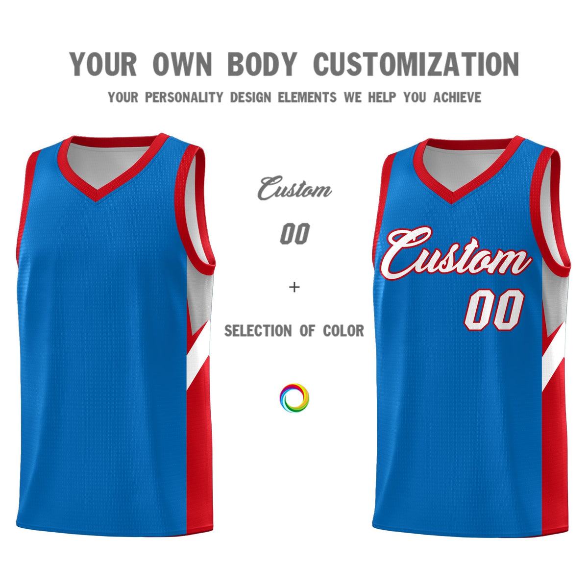 Custom Royal Red Side Design Sets Sports Uniform Basketball Jersey