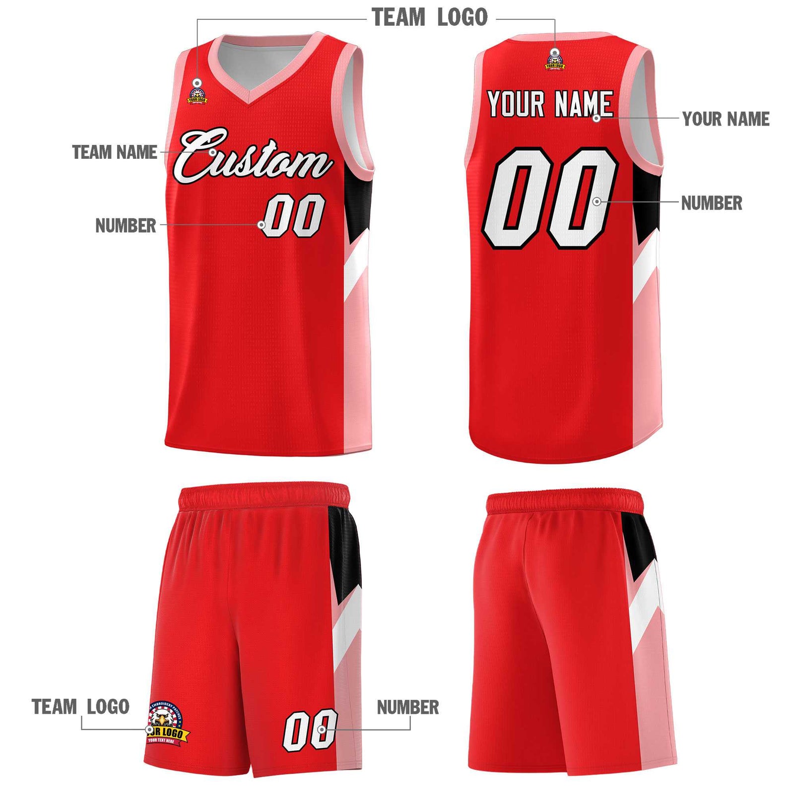 Custom Red Orange Side Design Sets Sports Uniform Basketball Jersey