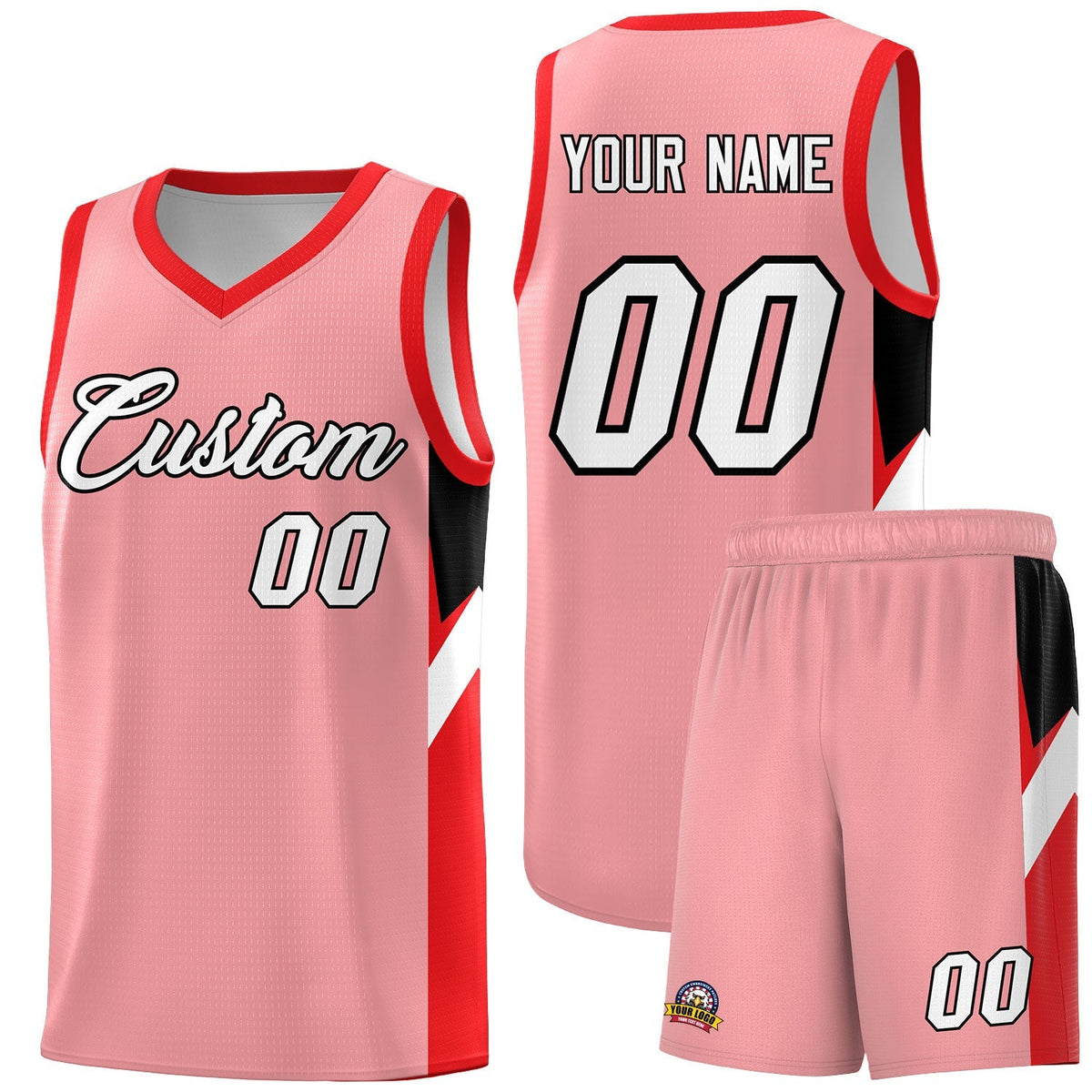 Custom Light Pink Red Side Design Sets Sports Uniform Basketball Jersey
