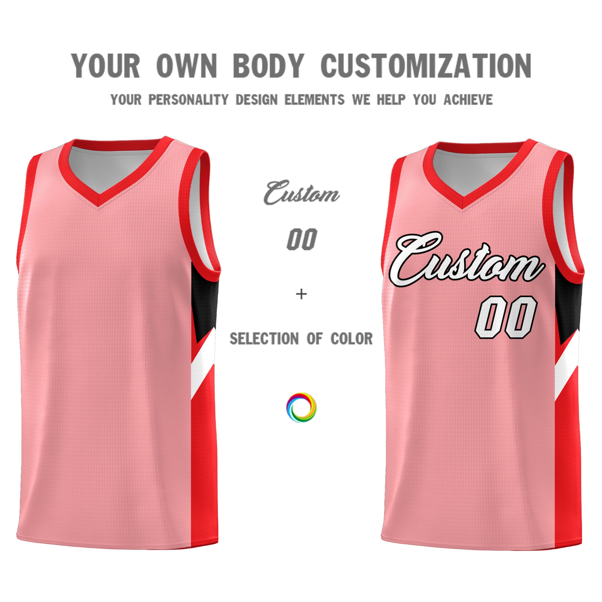 Custom Light Pink Red Side Design Sets Sports Uniform Basketball Jersey