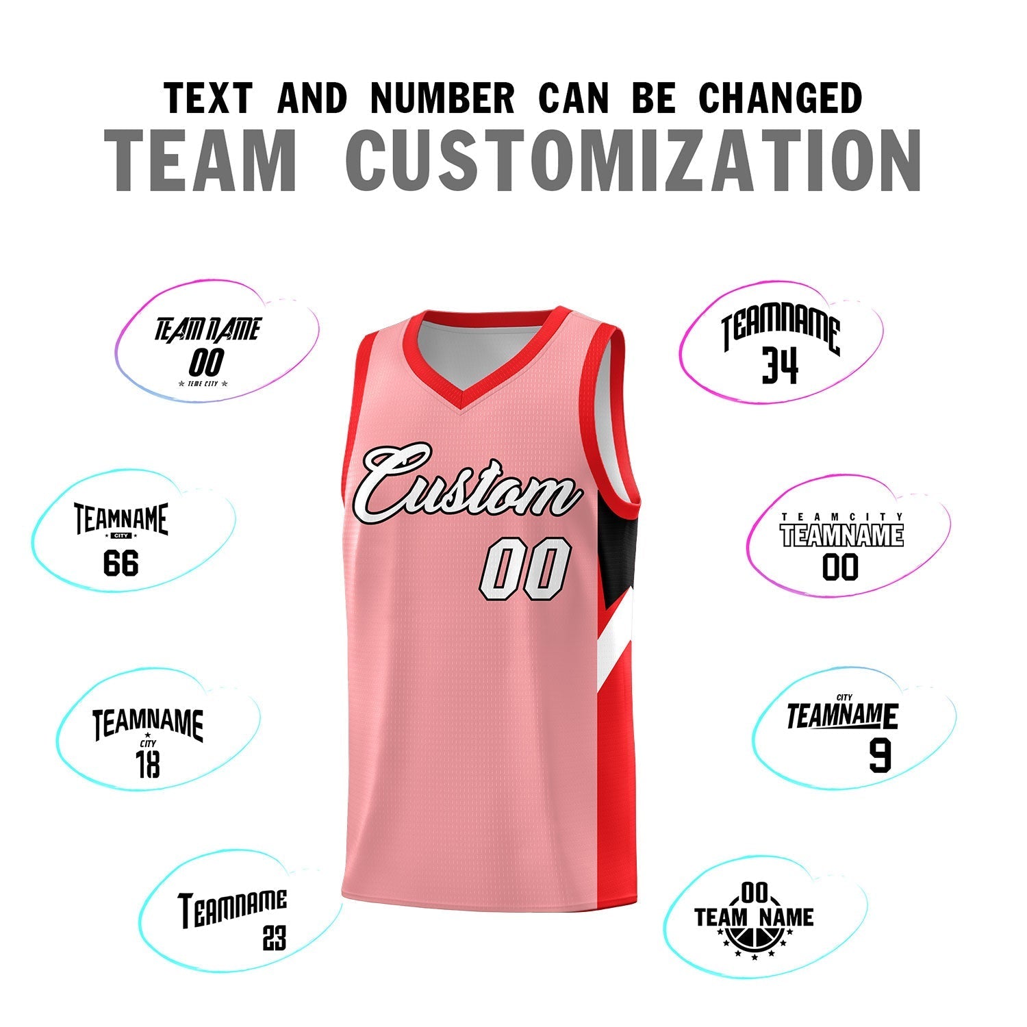 Custom Light Pink Red Side Design Sets Sports Uniform Basketball Jersey