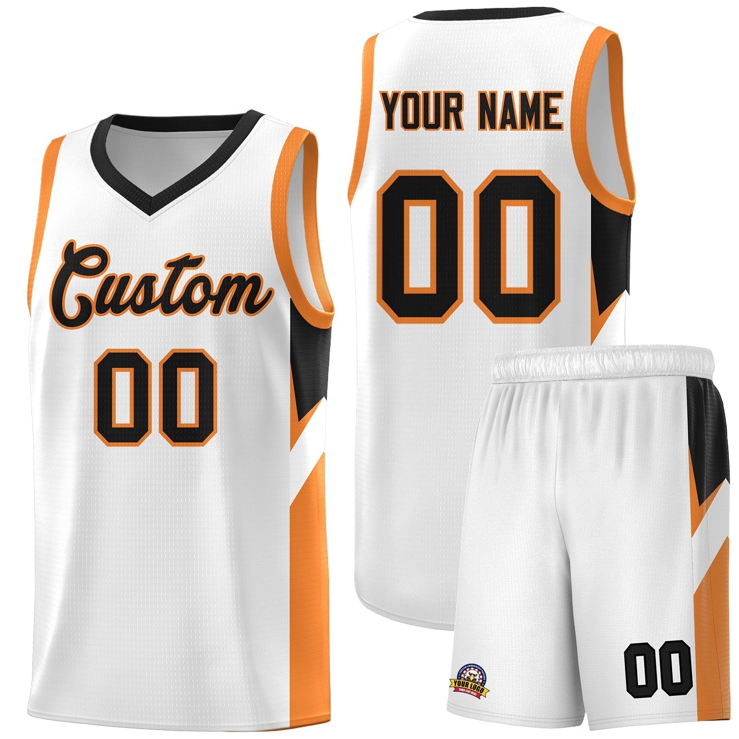Custom White Black Side Design Sets Sports Uniform Basketball Jersey