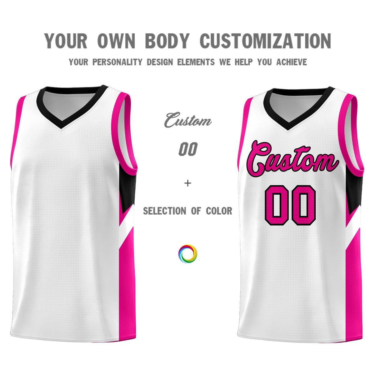 Custom White Black Side Design Sets Sports Uniform Basketball Jersey
