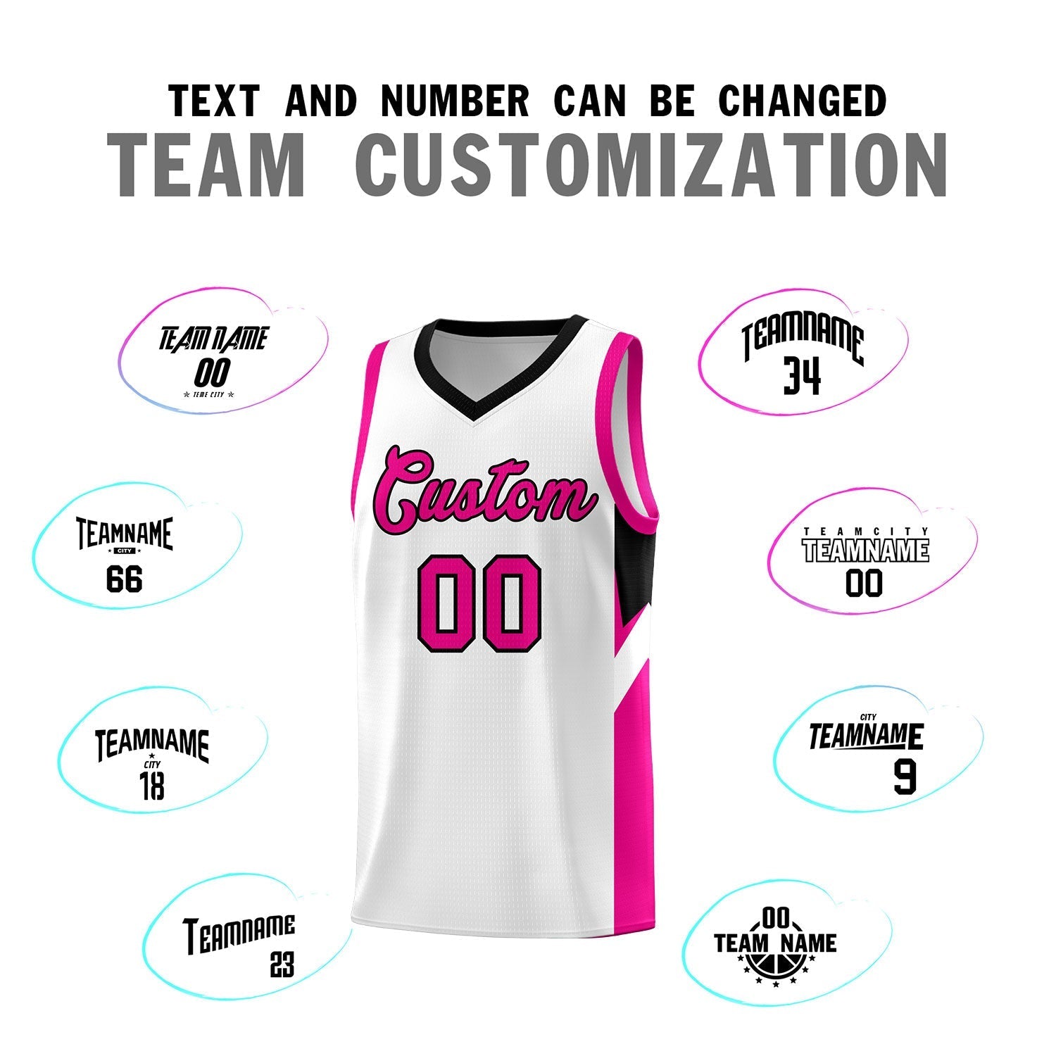 Custom White Black Side Design Sets Sports Uniform Basketball Jersey