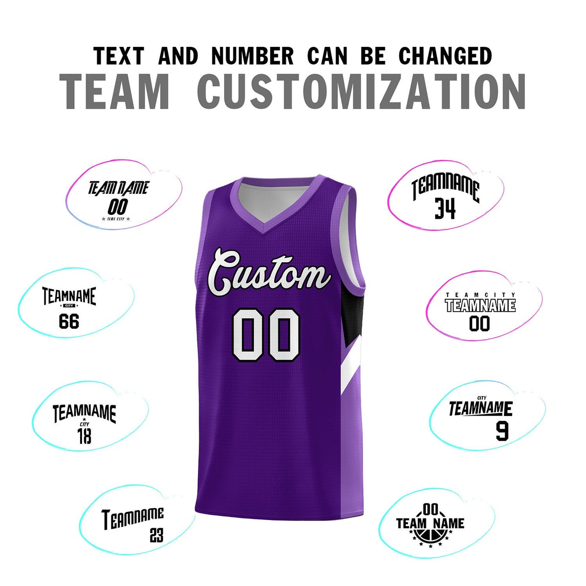 Custom Purple Light Purple Side Design Sets Sports Uniform Basketball Jersey