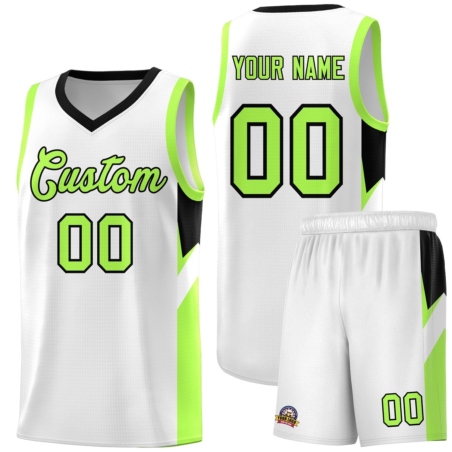 Custom White Black Side Design Sets Sports Uniform Basketball Jersey