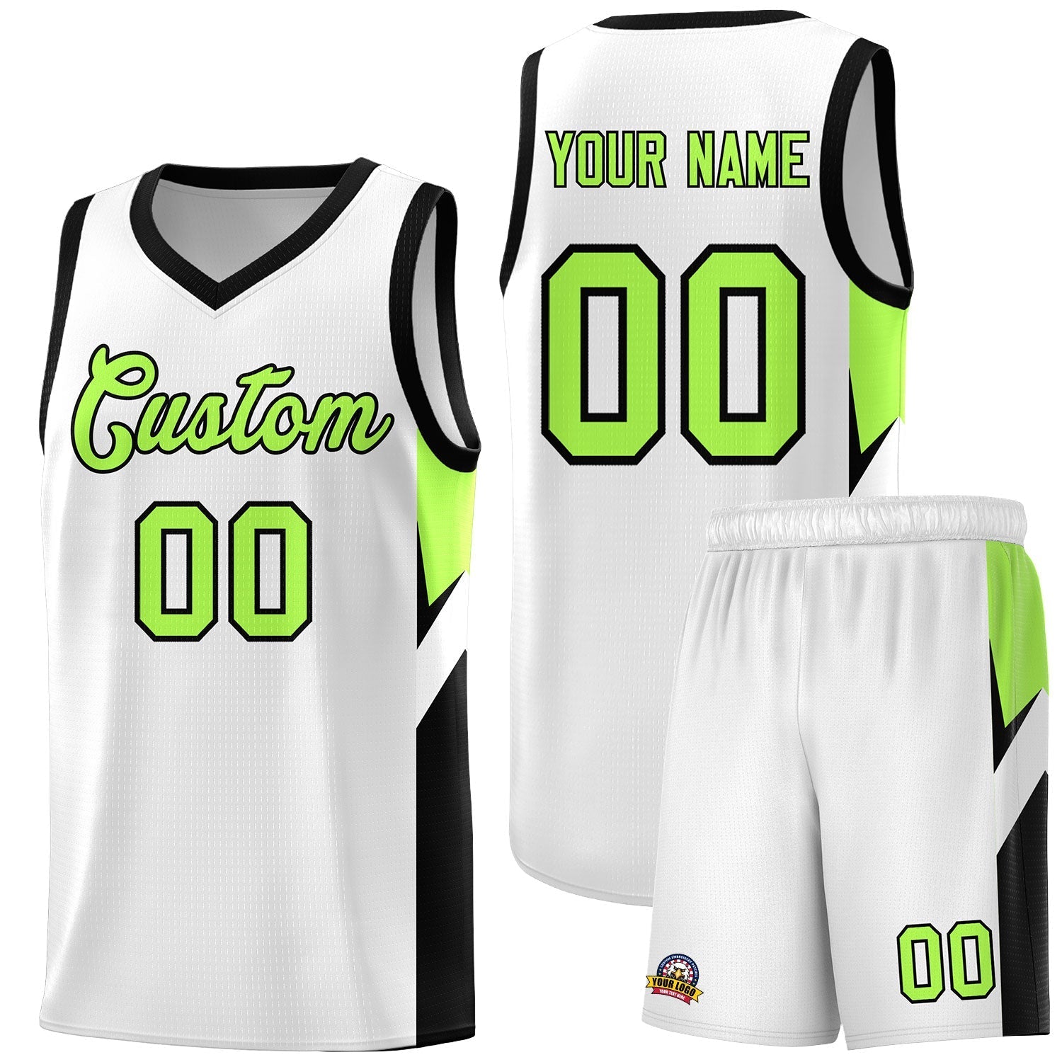 Custom White Black Side Design Sets Sports Uniform Basketball Jersey