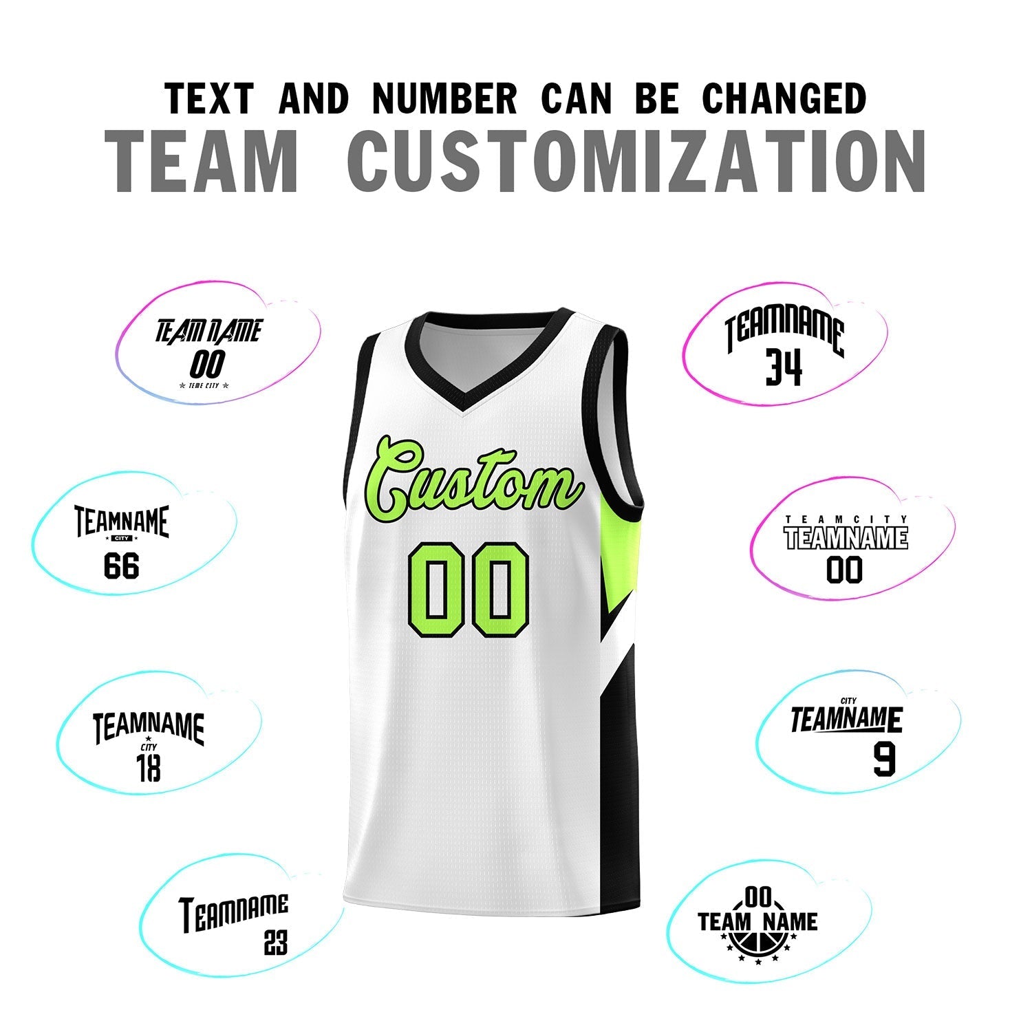 Custom White Black Side Design Sets Sports Uniform Basketball Jersey