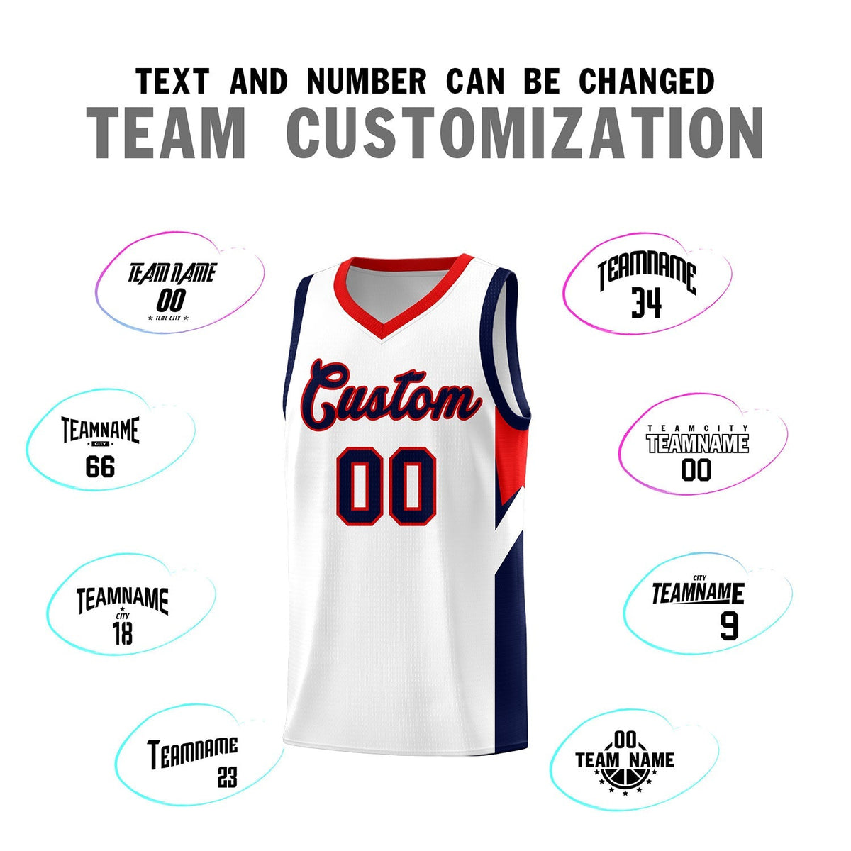 Custom White Red Side Design Sets Sports Uniform Basketball Jersey