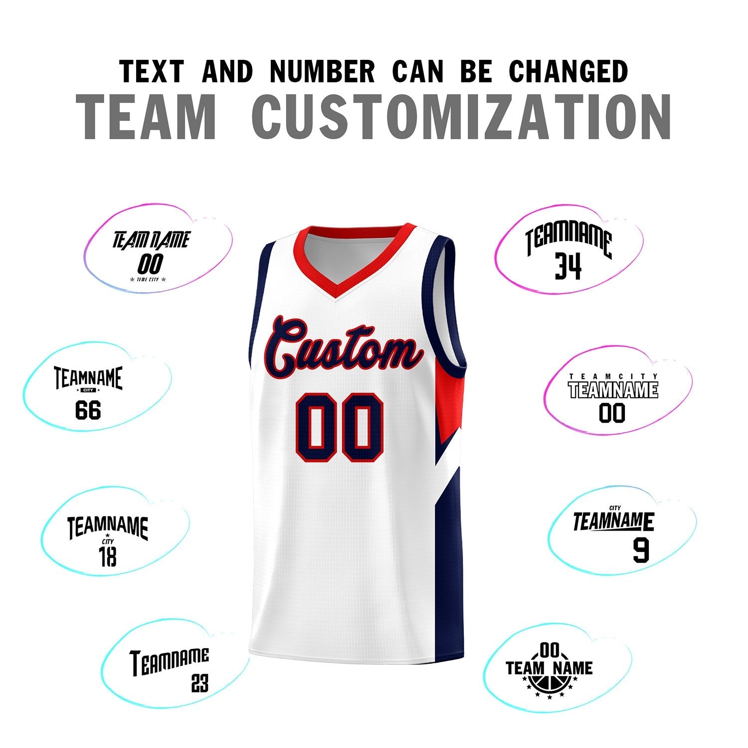 Custom White Red Side Design Sets Sports Uniform Basketball Jersey