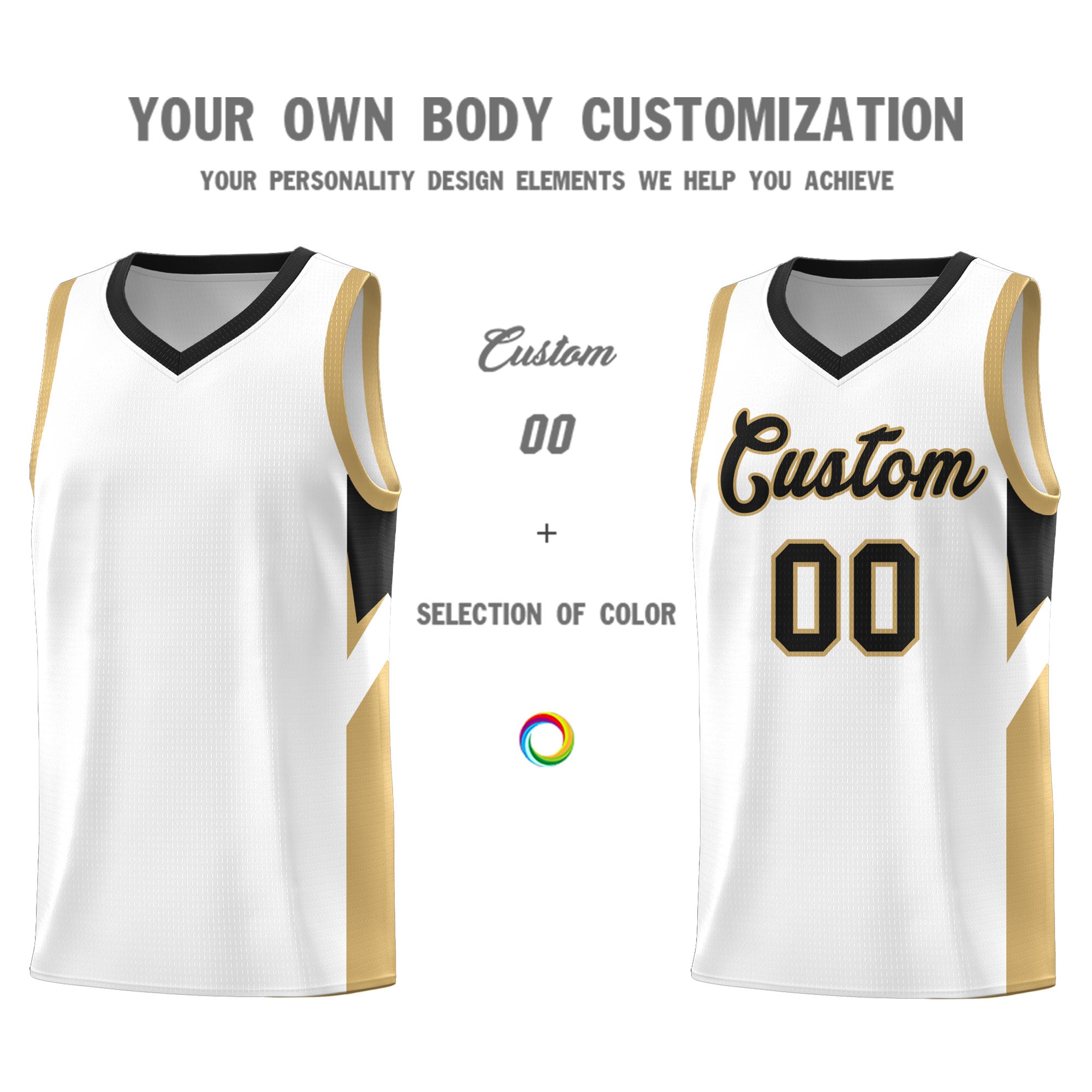 Custom White Black Side Design Sets Sports Uniform Basketball Jersey