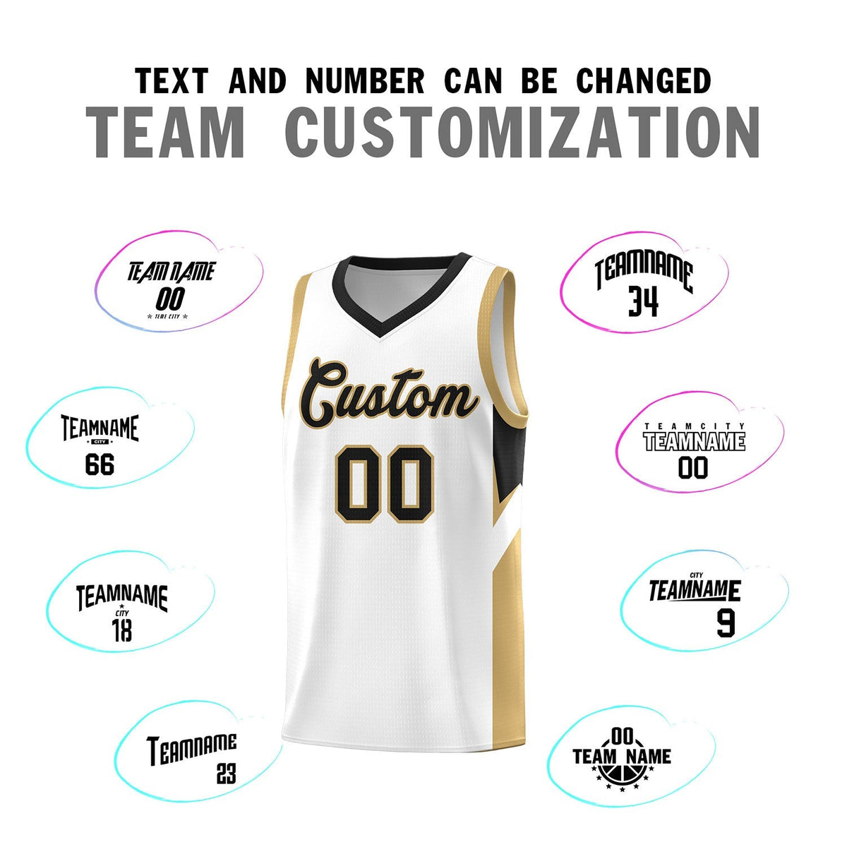 Custom White Black Side Design Sets Sports Uniform Basketball Jersey