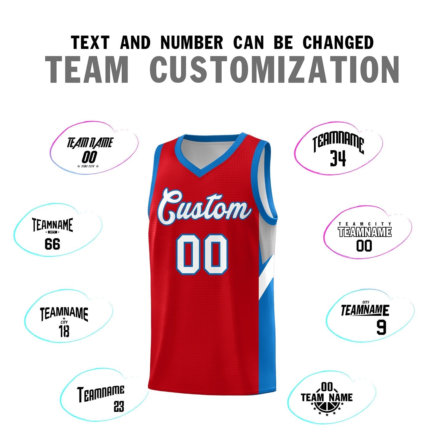 Custom Red Royal Side Design Sets Sports Uniform Basketball Jersey