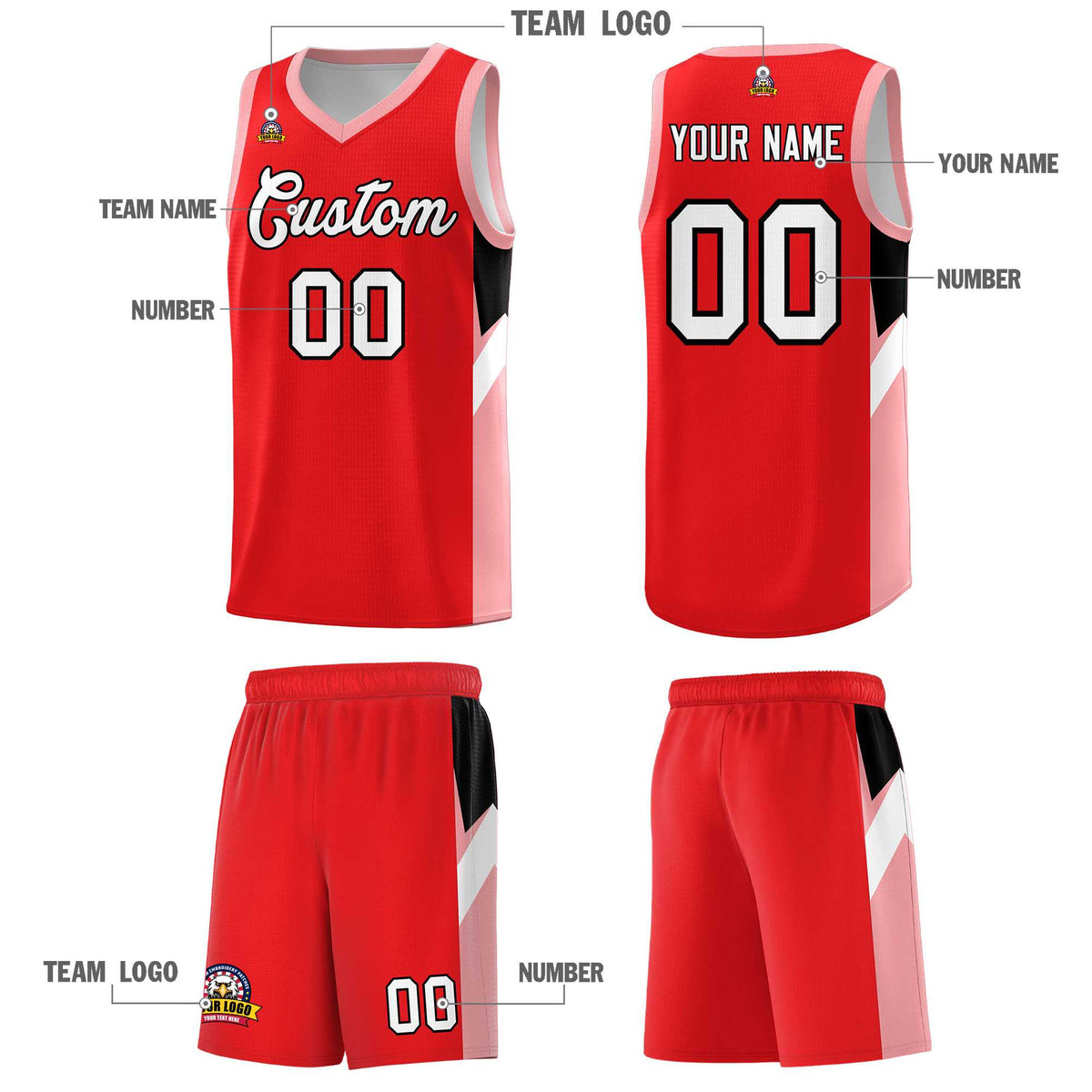 Custom Red Orange Side Design Sets Sports Uniform Basketball Jersey