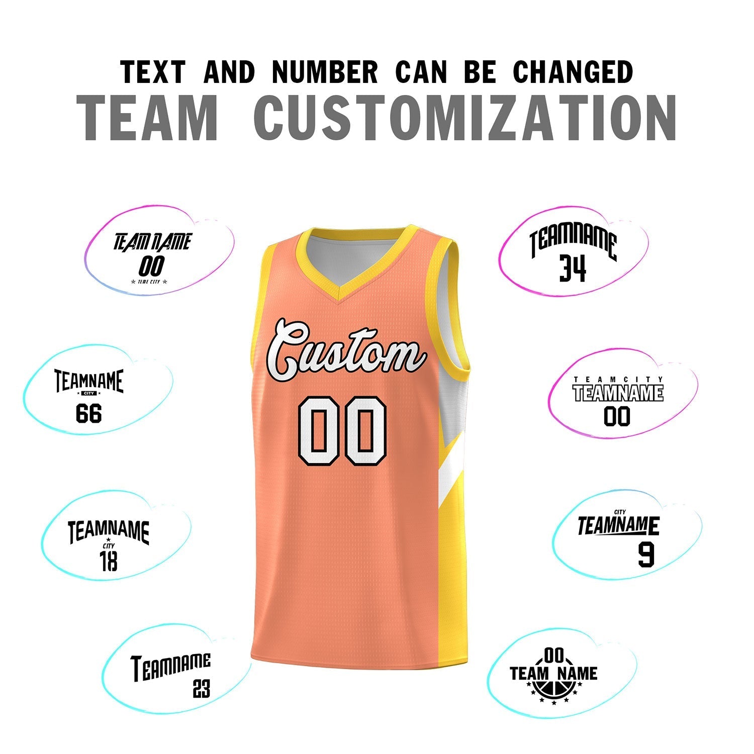 Custom Orange Gold Side Design Sets Sports Uniform Basketball Jersey