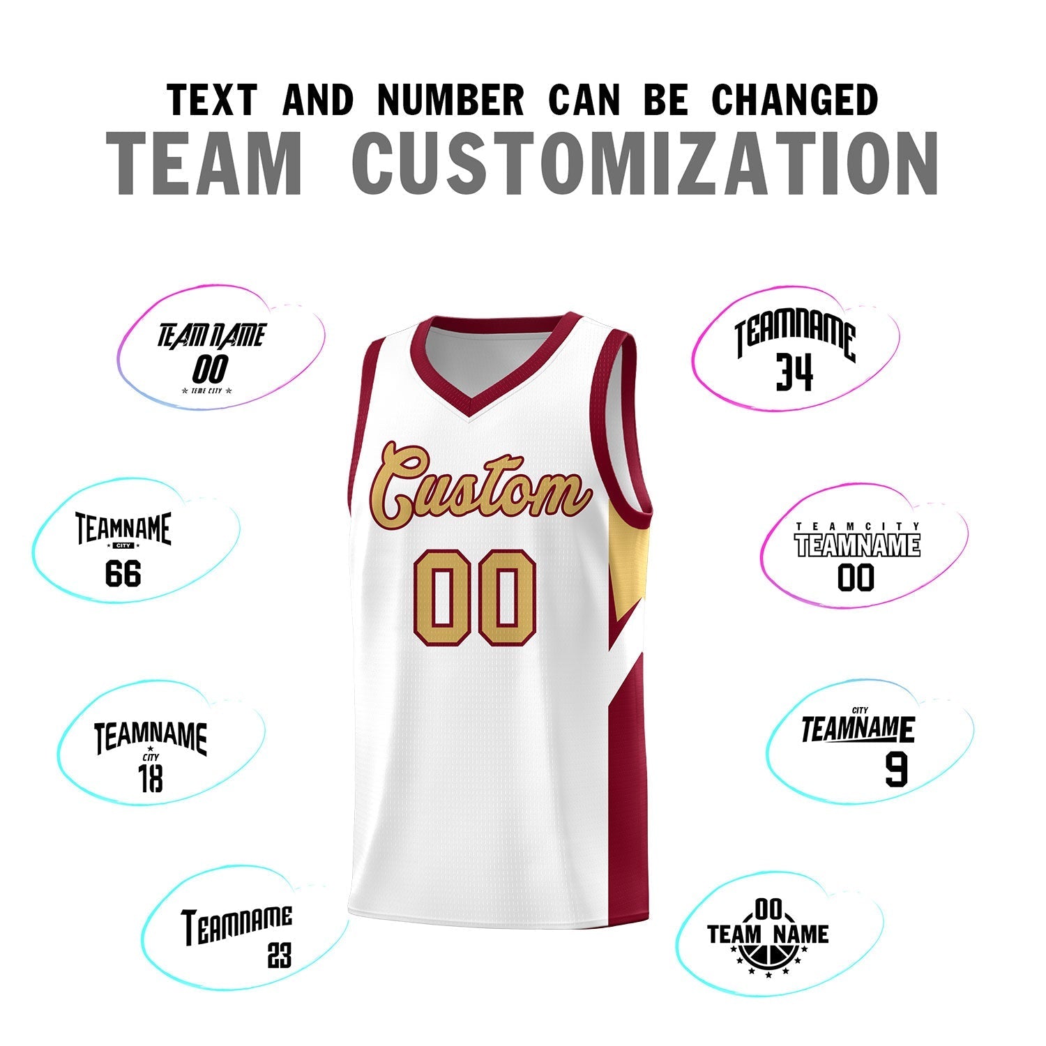 Custom White Crimson Side Design Sets Sports Uniform Basketball Jersey